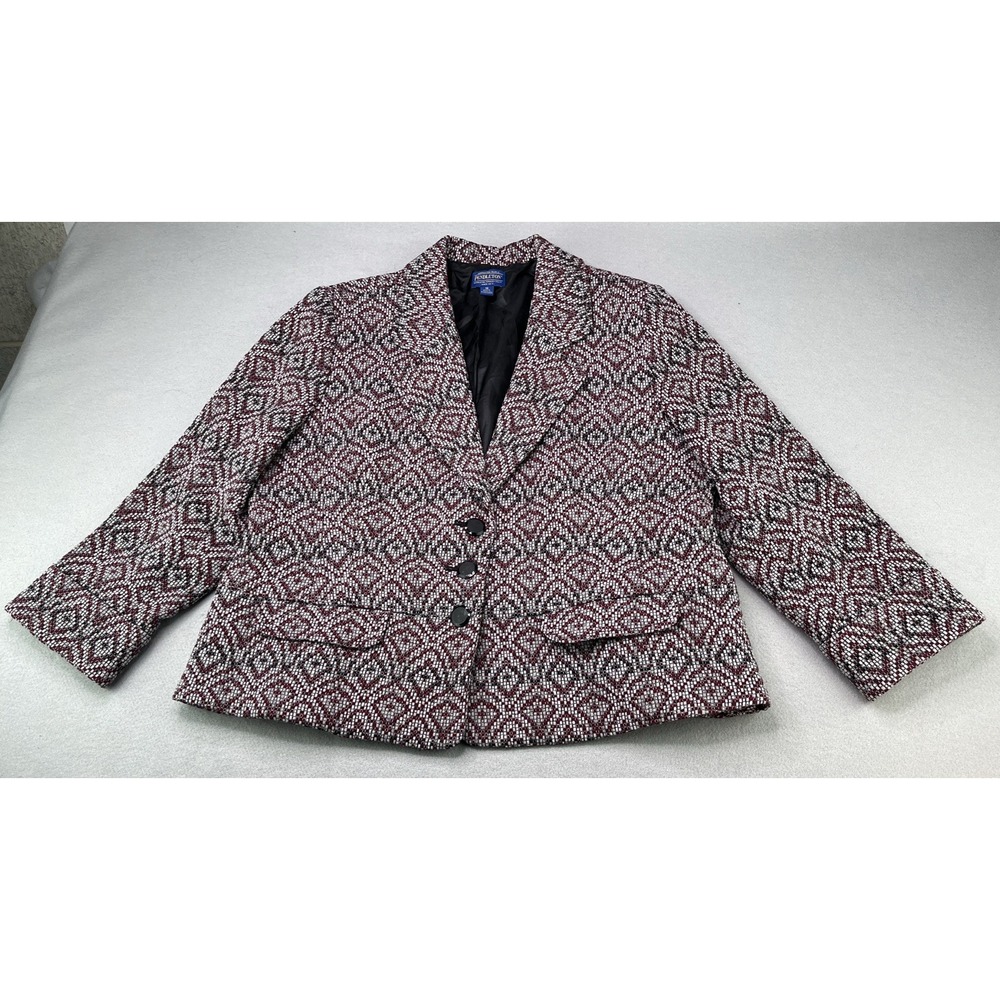Pendleton Women's Blazer Jacket Size 18–Petite Wool Woven Pattern Vintage